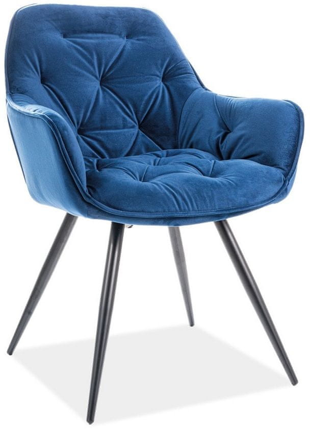 CASARREDO Jedálenská čalúnená stoličky BERI velvet modrá / čierna